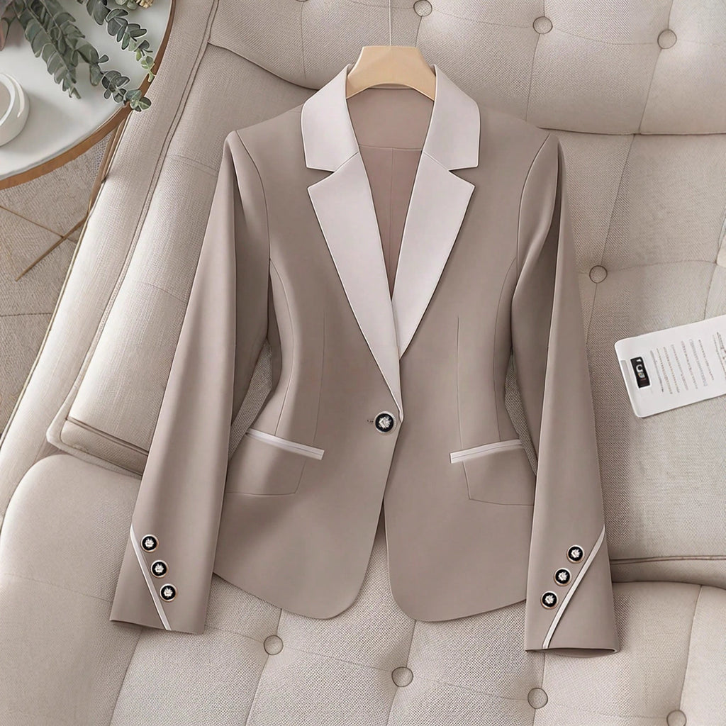Professional Contrasting-Color Button Elegant Formal Blazer