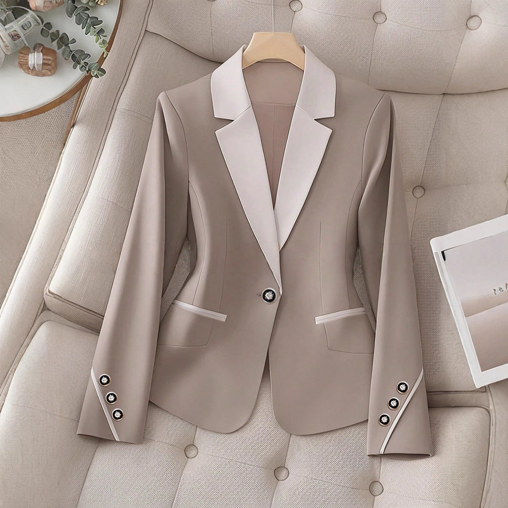 Professional Contrasting-Color Button Elegant Formal Blazer