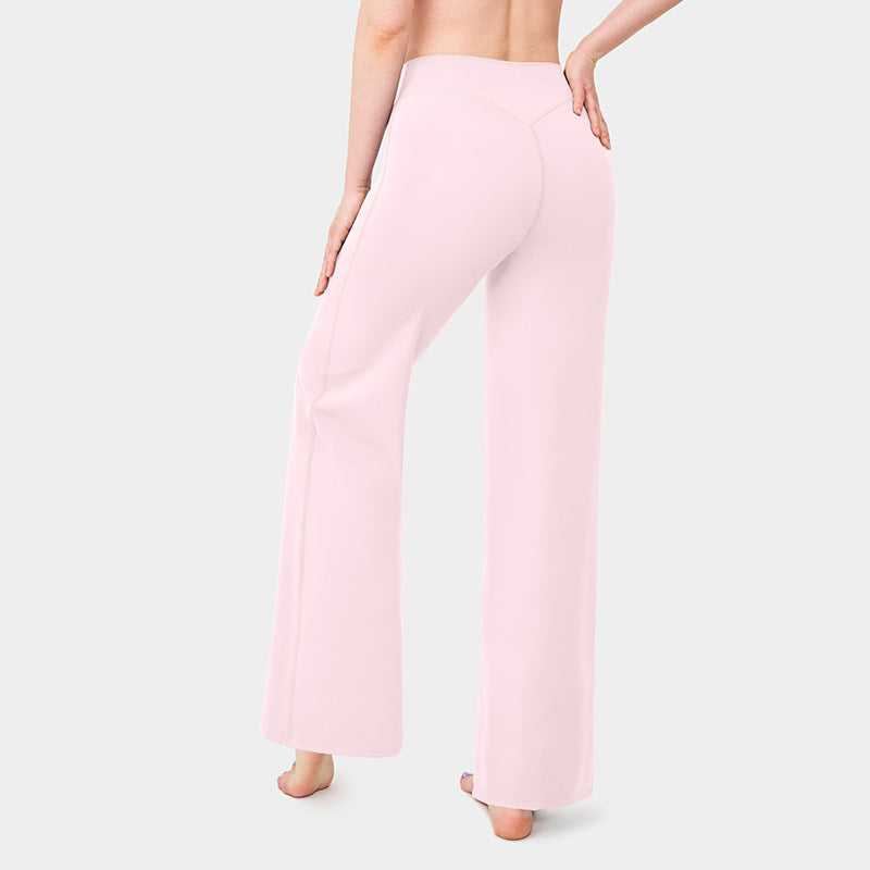 Loose Straight-leg Yoga Pants That Create A Slimming High-waisted Look