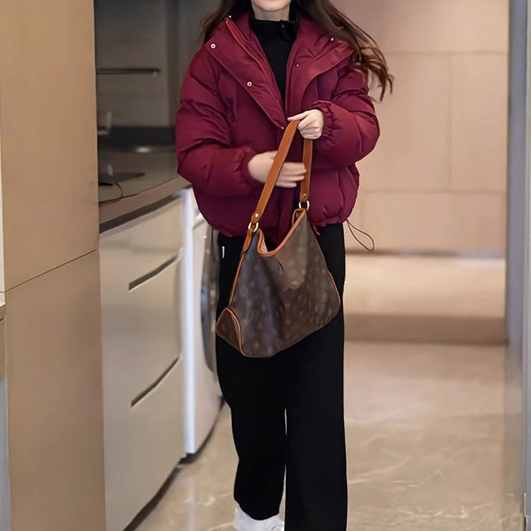 Winter Korean-style Cropped Hooded Cotton Jacket