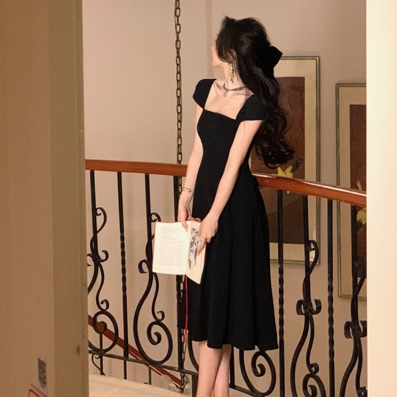 New A- Line French Waist Slimming High Sense Elegant Long Dress