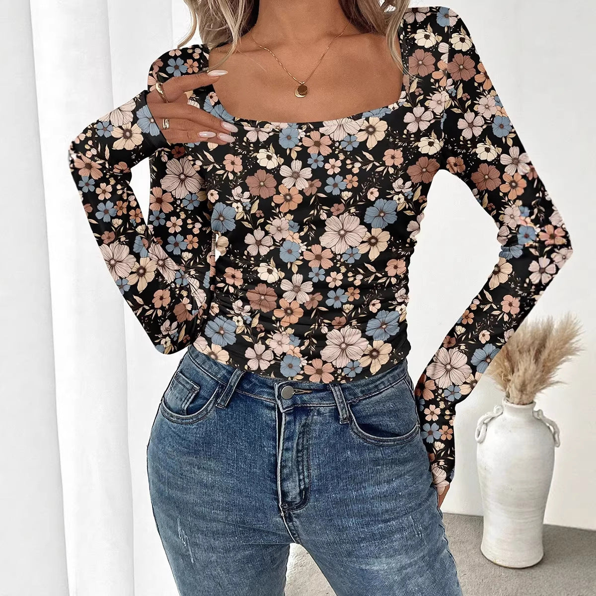 New Womens Pullover Crew-Neck Leopard-Print One-Piece Top