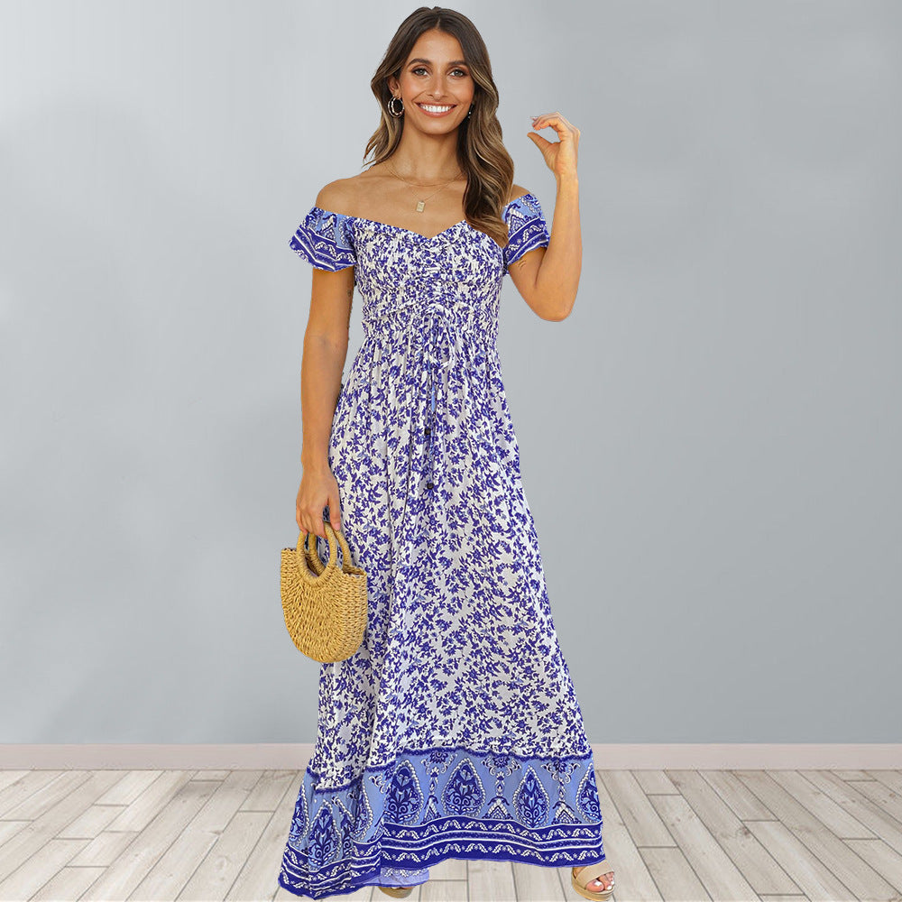 Floral Back Waist Waist A-line Dress