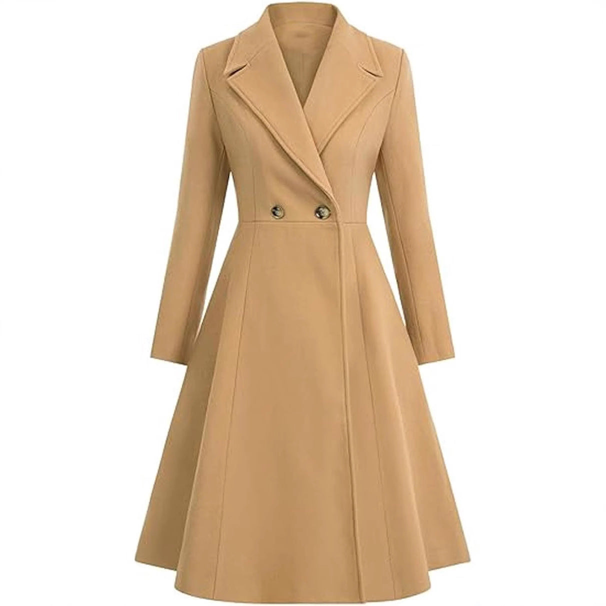 Women's Long Lapel Double Breasted Trench Coat