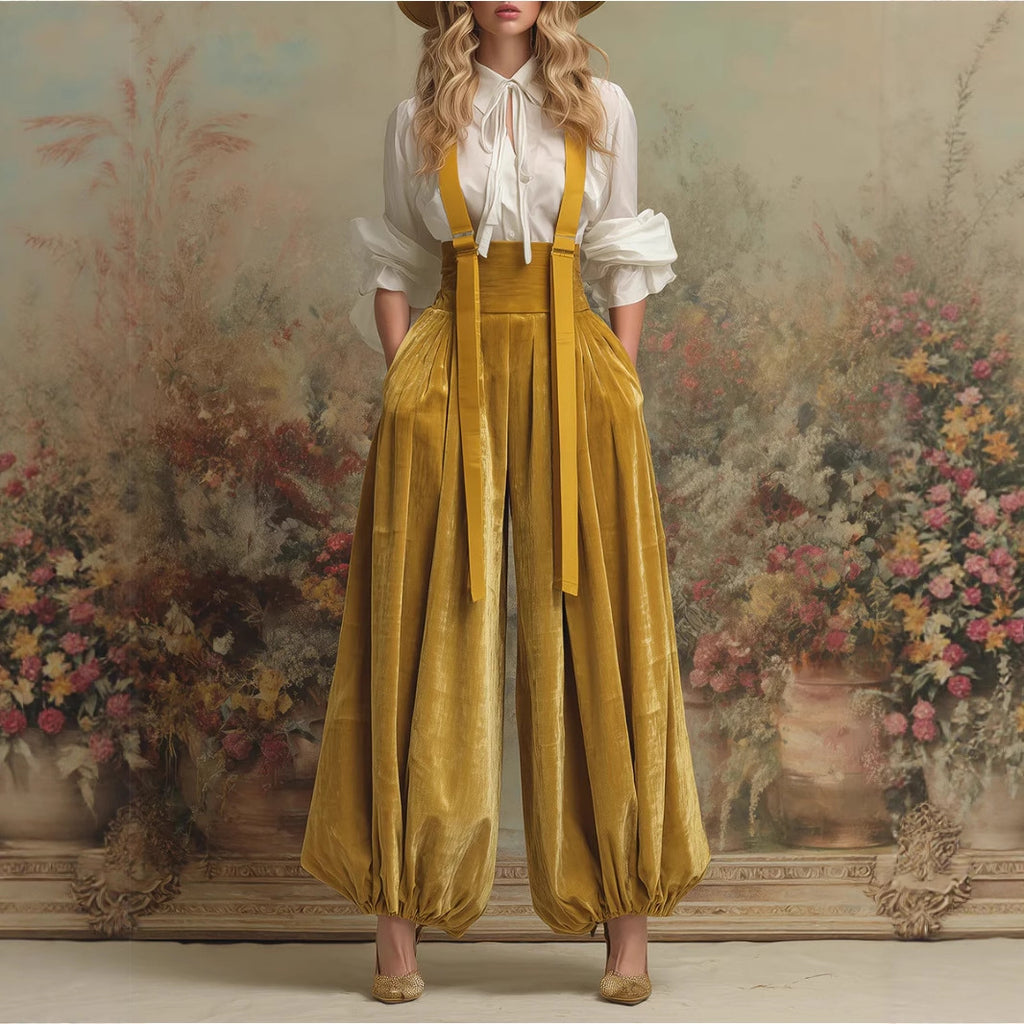 Stylish  Relaxed-fit Velvet Workwear Jumpsuit