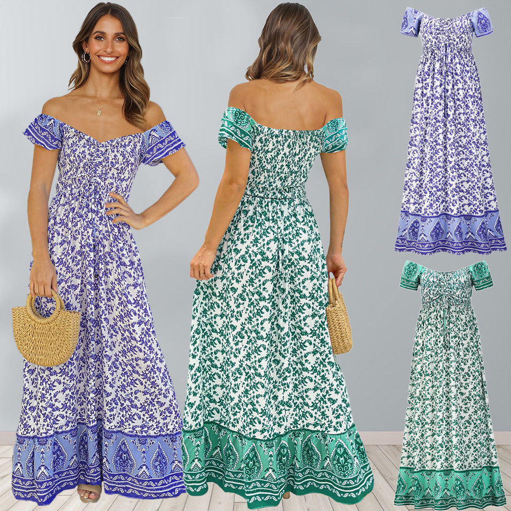 Floral Back Waist Waist A-line Dress