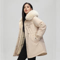 Mid-length Versatile Cotton Coat That Hits Below The Knee With A Fur-trimmed Collar