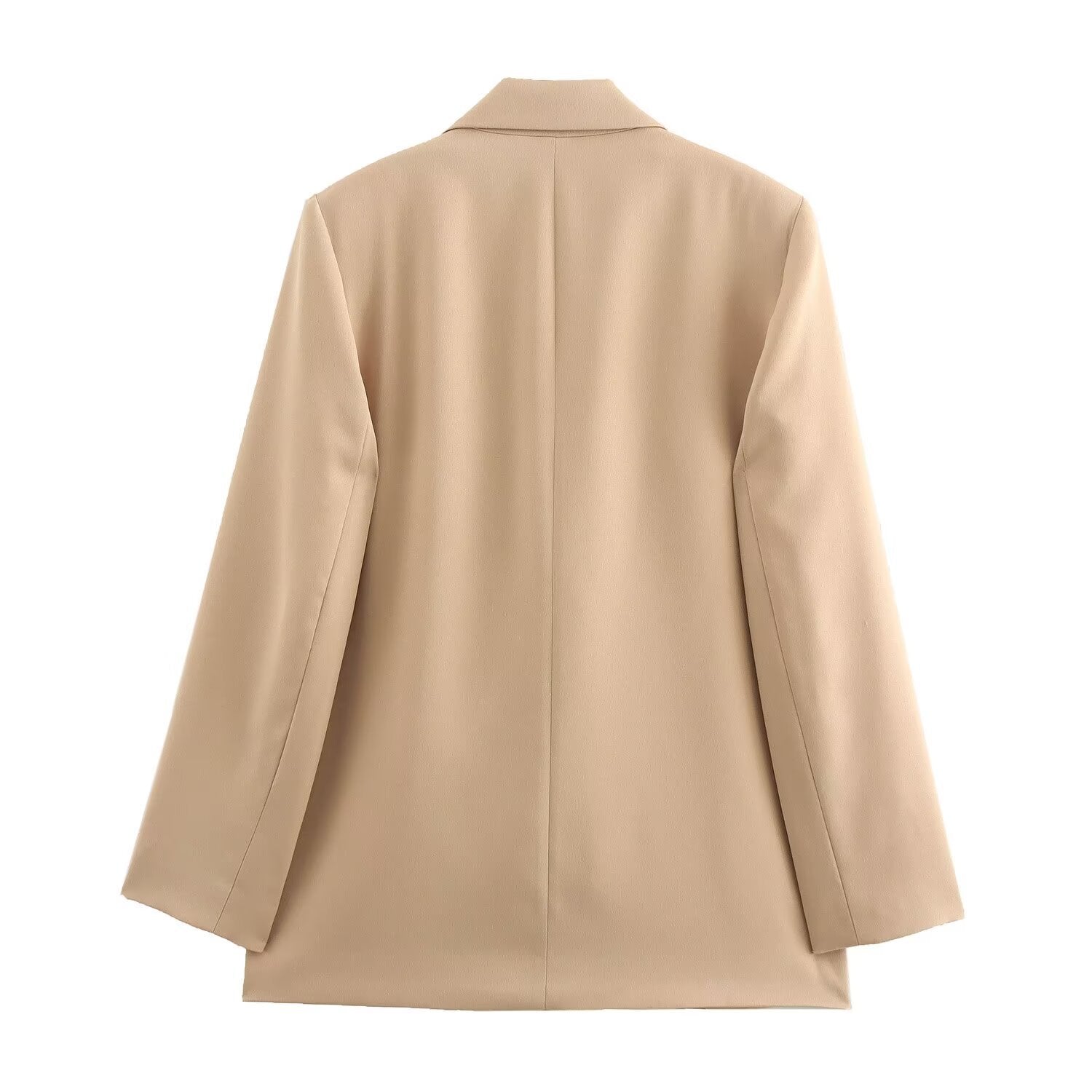The Casual Long-sleeve Blazer Is Made From A Silk-like Satin Fabric