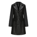 Long Leather Trench Coat Fashionable Outerwear For Women