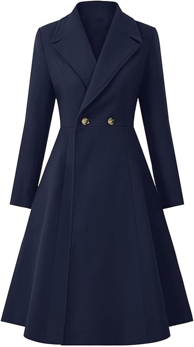 Women's Long Lapel Double Breasted Trench Coat