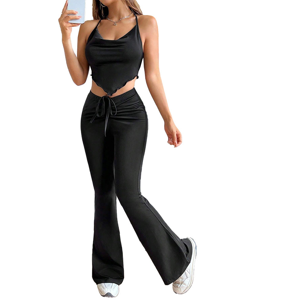 Stylish High-waisted Flared Pants