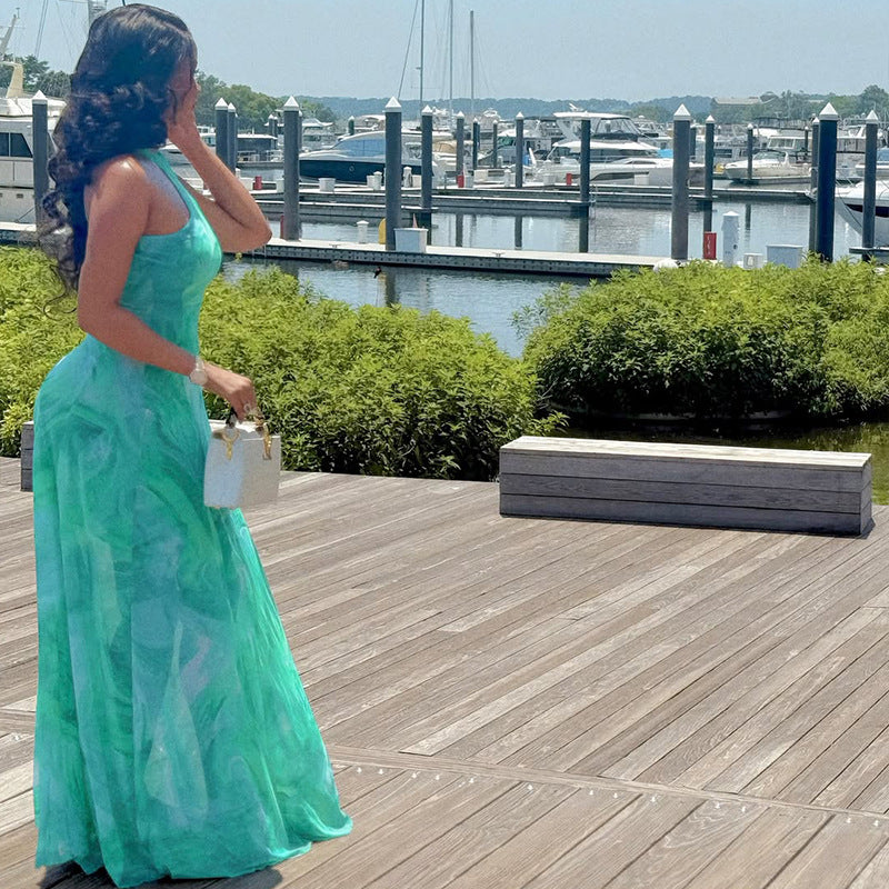 Elegant Women's Commuter Printed Street-Style A-Line Dress