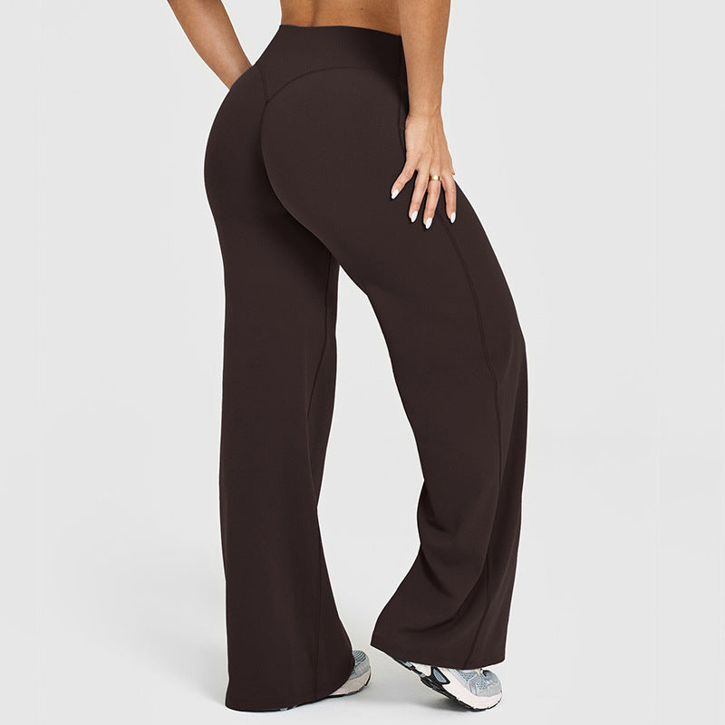 Loose Straight-leg Yoga Pants That Create A Slimming High-waisted Look