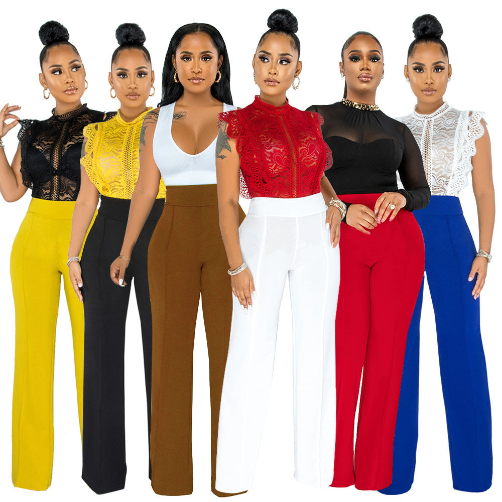 Fashionable Straight-leg Pants With A Back Zipper