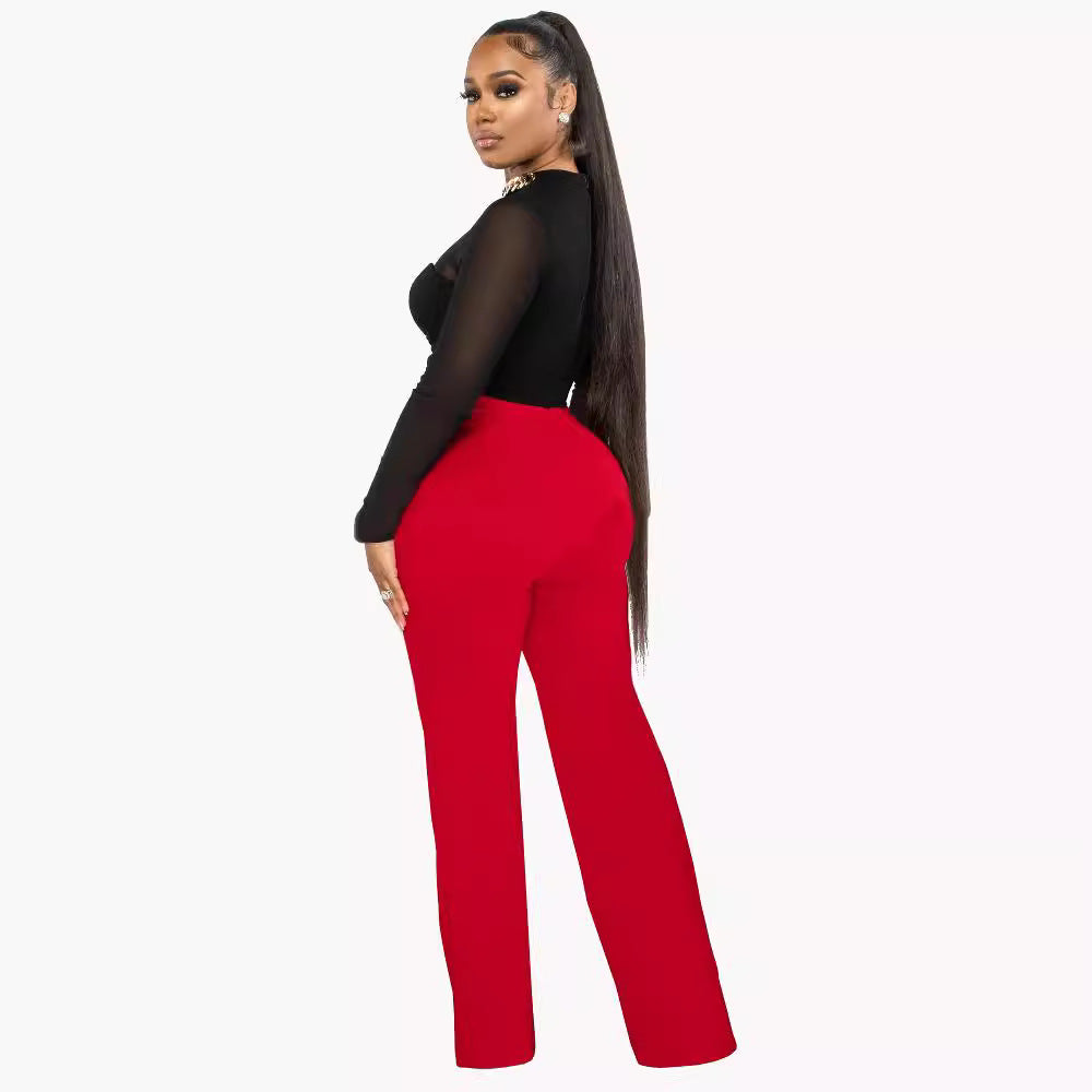 Fashionable Straight-leg Pants With A Back Zipper