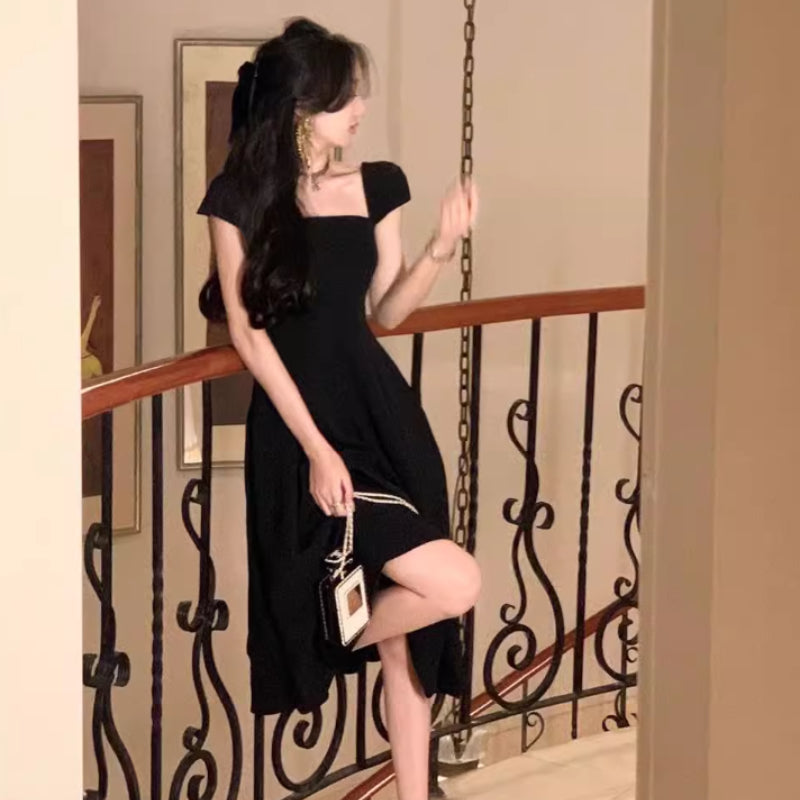 New A- Line French Waist Slimming High Sense Elegant Long Dress