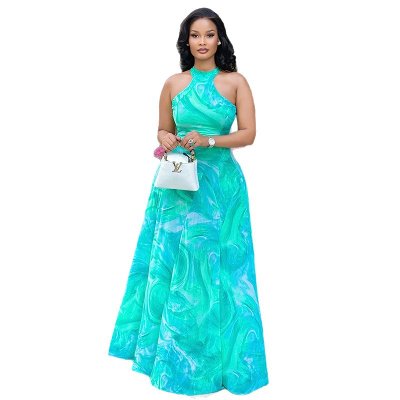 Elegant Women's Commuter Printed Street-Style A-Line Dress