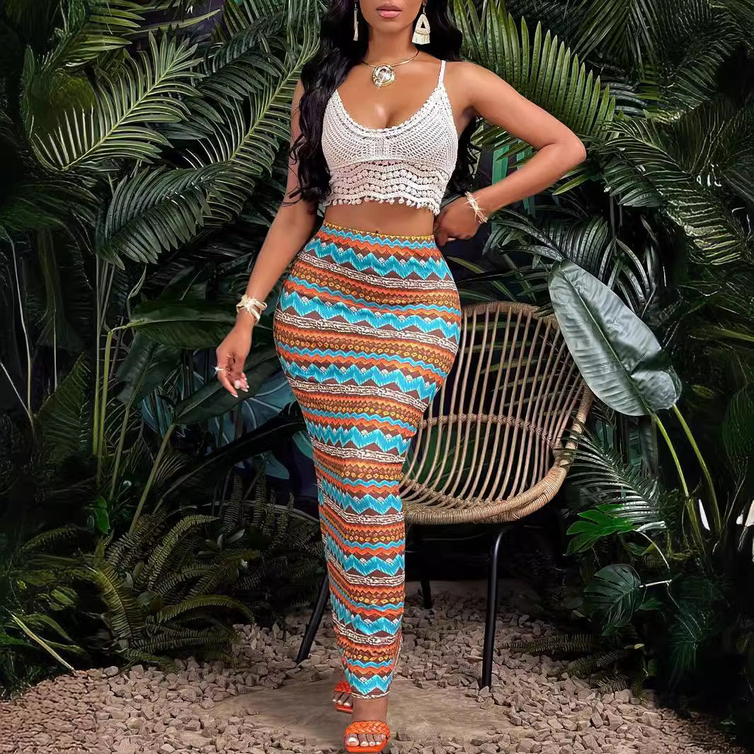 European And American-style Printed Womens Skirt