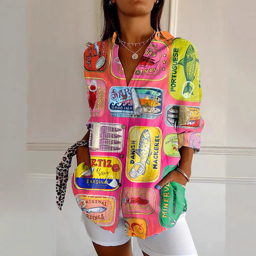 Womens Floral Pattern 3D Printed Long-Sleeve Shirt