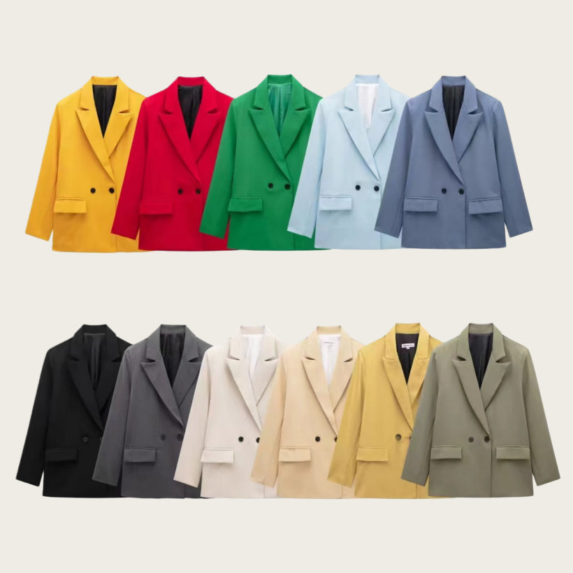 Summer Casual Relaxed-fit Double-breasted Blazer