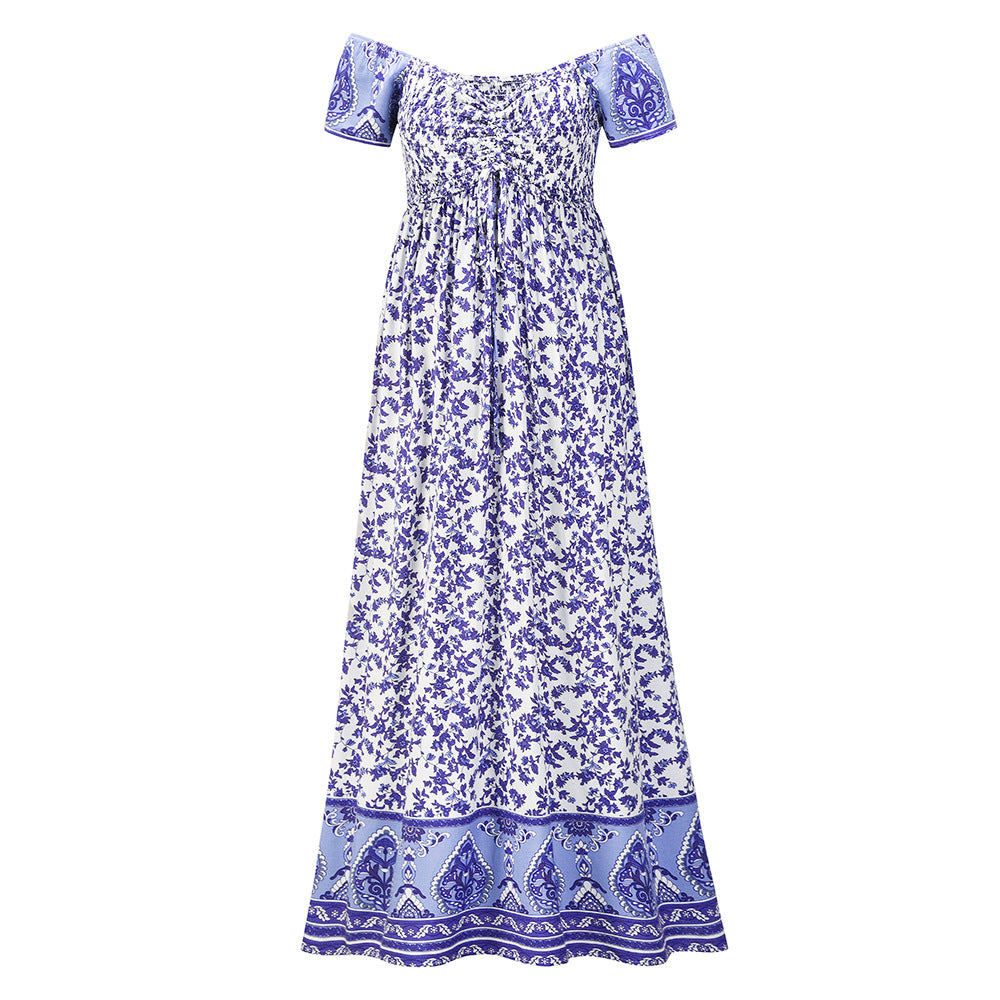 Floral Back Waist Waist A-line Dress