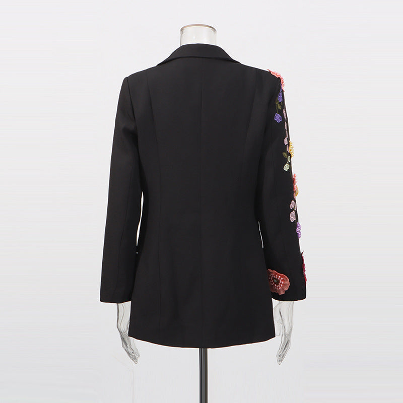 Elegant Womens Suit With 3D Floral Embroidery