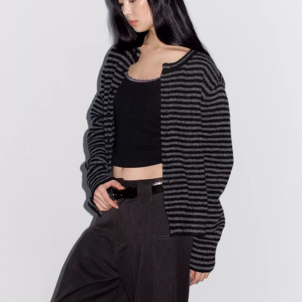 Striped Turtleneck Knit Sweater Base Layer Top