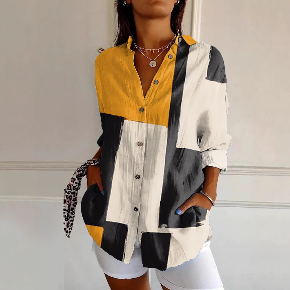 Womens Floral Pattern 3D Printed Long-Sleeve Shirt